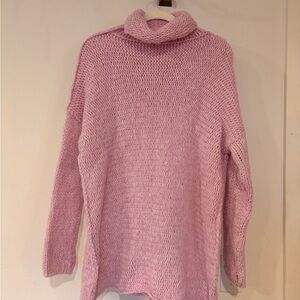 Cozy Pink Turtleneck Sweater Dress